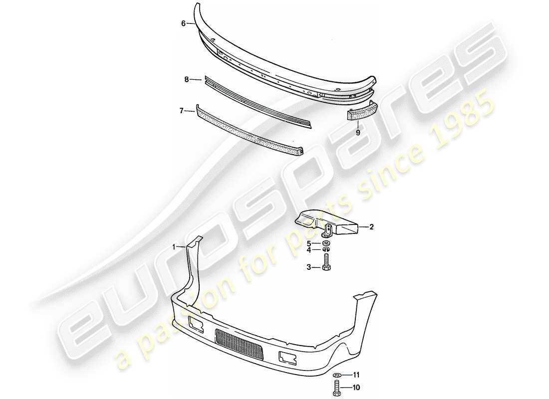 porsche 1987 (911) special model - flatnose design - exterior panelling - bumper - d - mj 1988>> part diagram