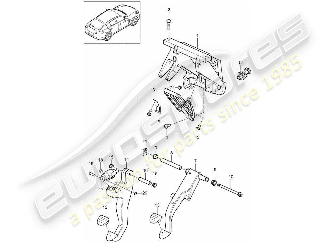 porsche 2015 (panamera 970) brake and clutch pedals cluster manual gearbox d >>- mj 2013 part diagram