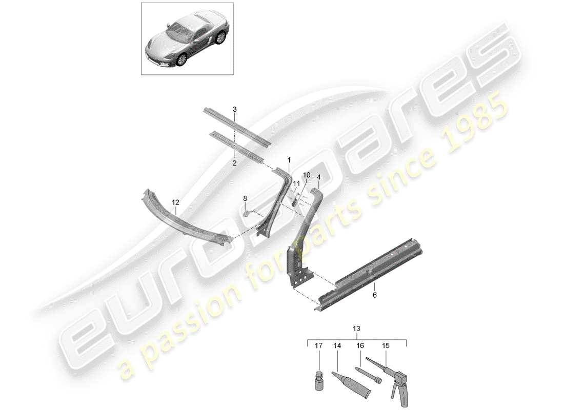 porsche 2020 (718 boxster) scuttle parts diagram