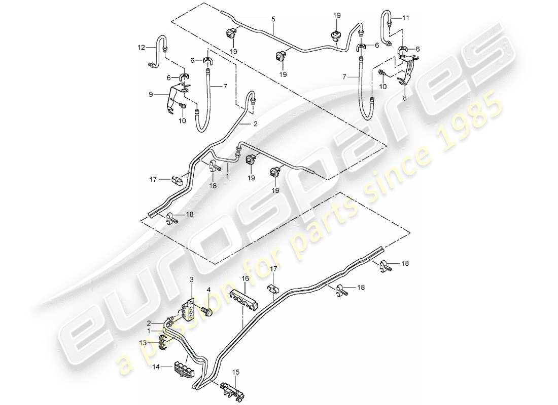 porsche 2006 (cayenne e1 9pa) brake line underbody rear axle part diagram