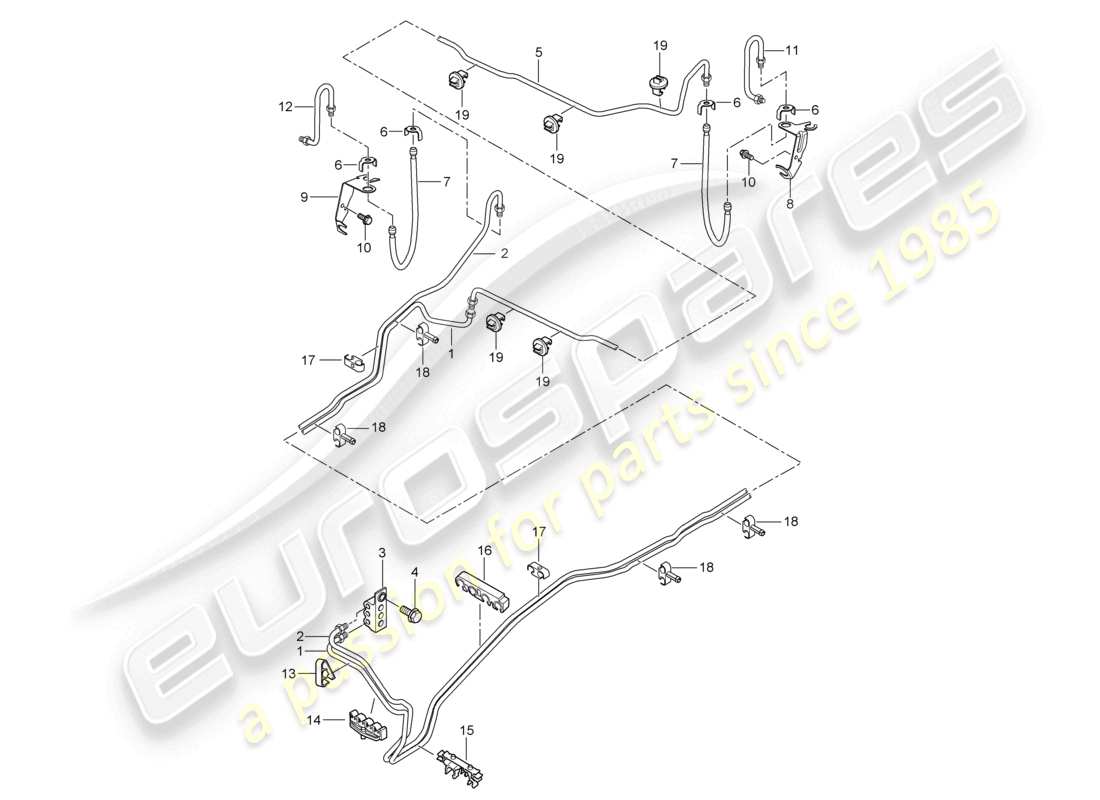 porsche 2010 (cayenne e1 9pa) brake line underbody rear axle parts diagram