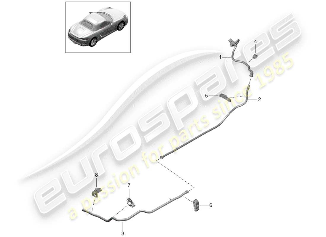 porsche 2020 (718 boxster) vacuum line front brake servo center rear parts diagram