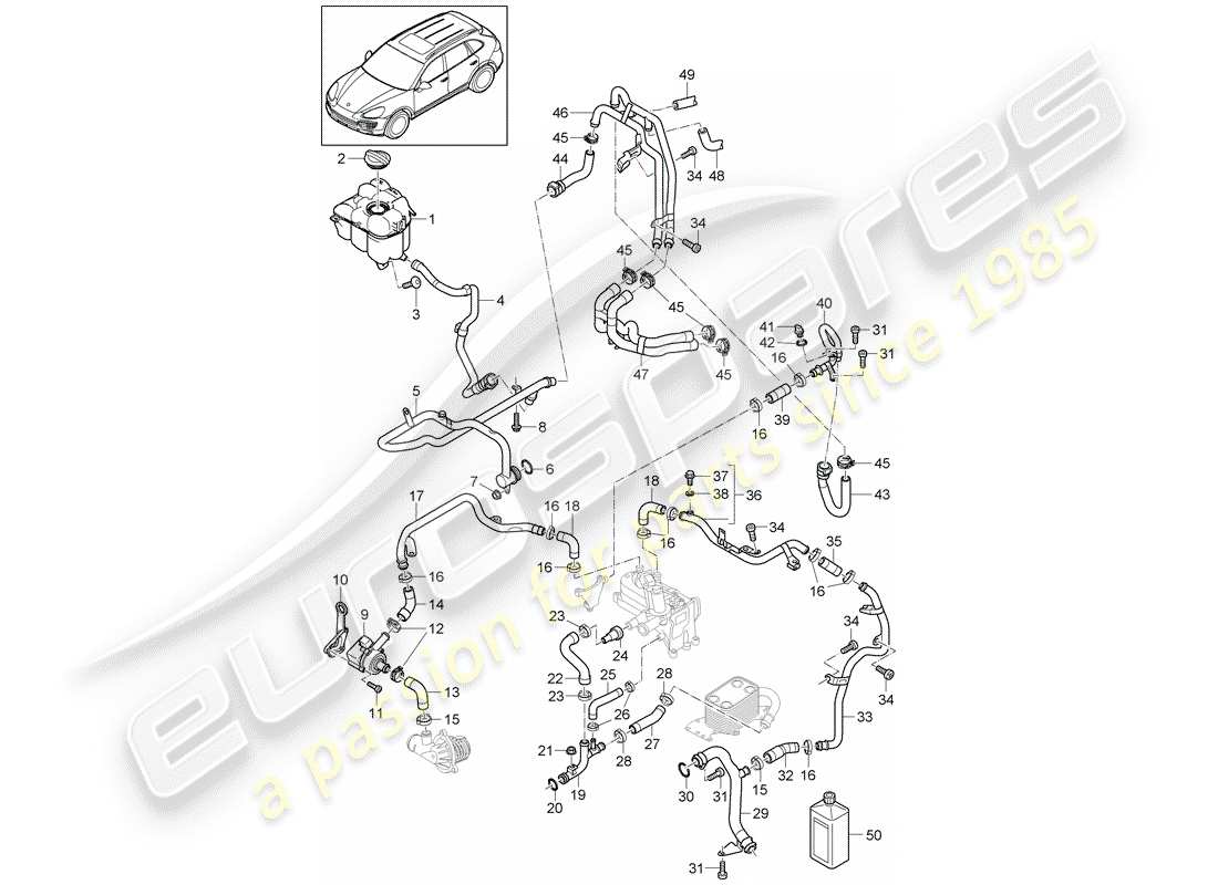 porsche 2016 (cayenne e2 92a) coolant cooling system 4 fluid reservoir d >>- mj 2011 part diagram