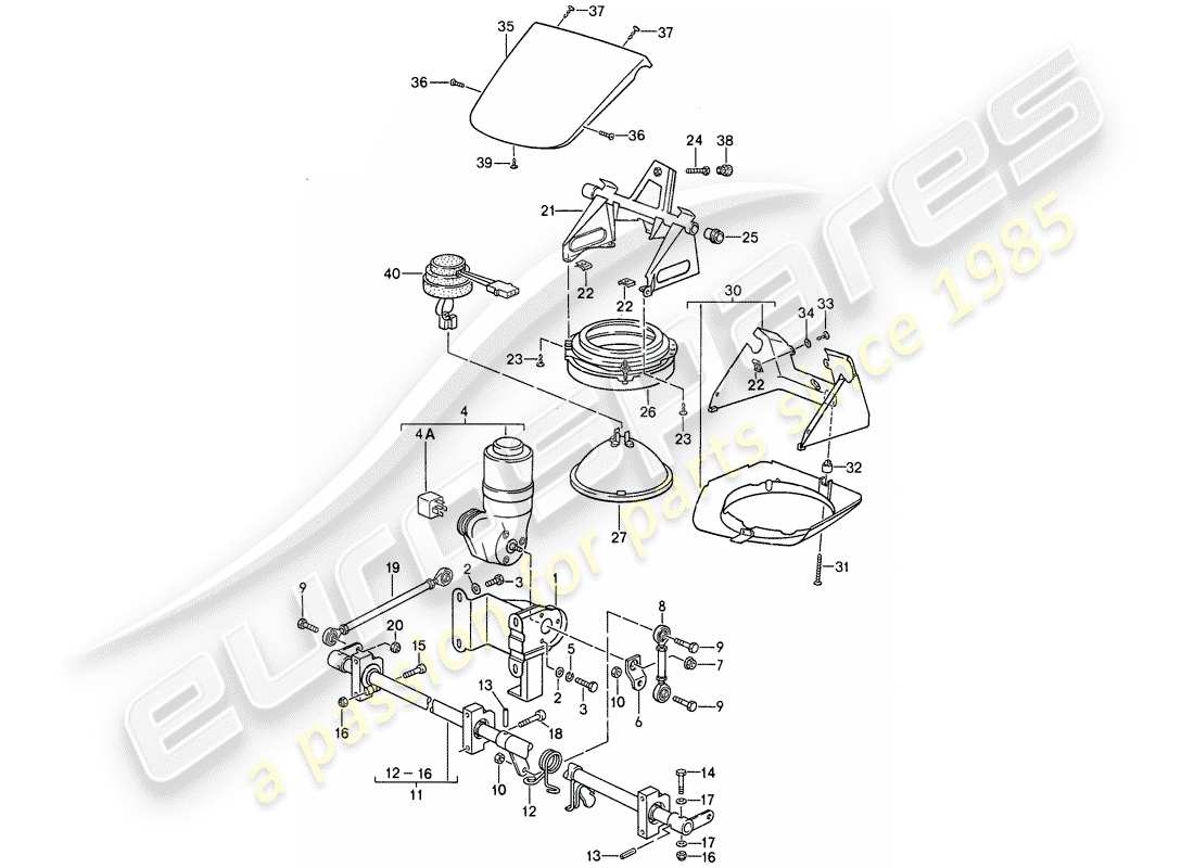 porsche 1988 (911) special model - flatnose design - pop-up headlight part diagram