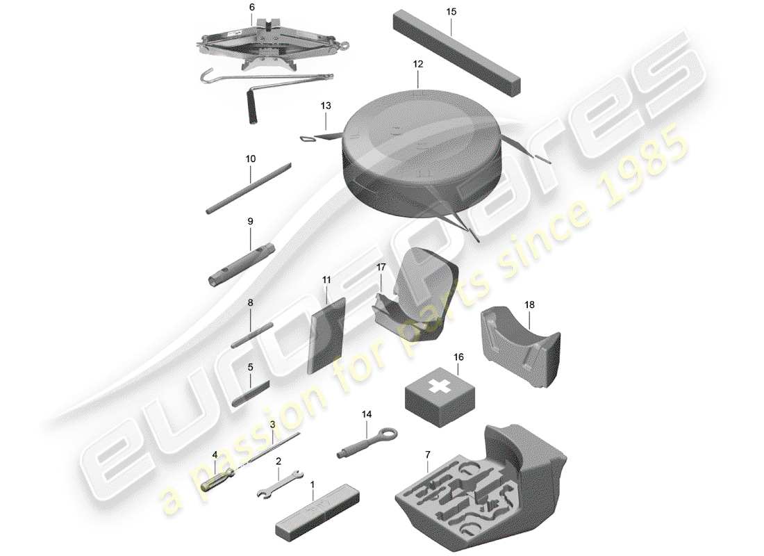 porsche 718 boxster (2019) tool parts diagram
