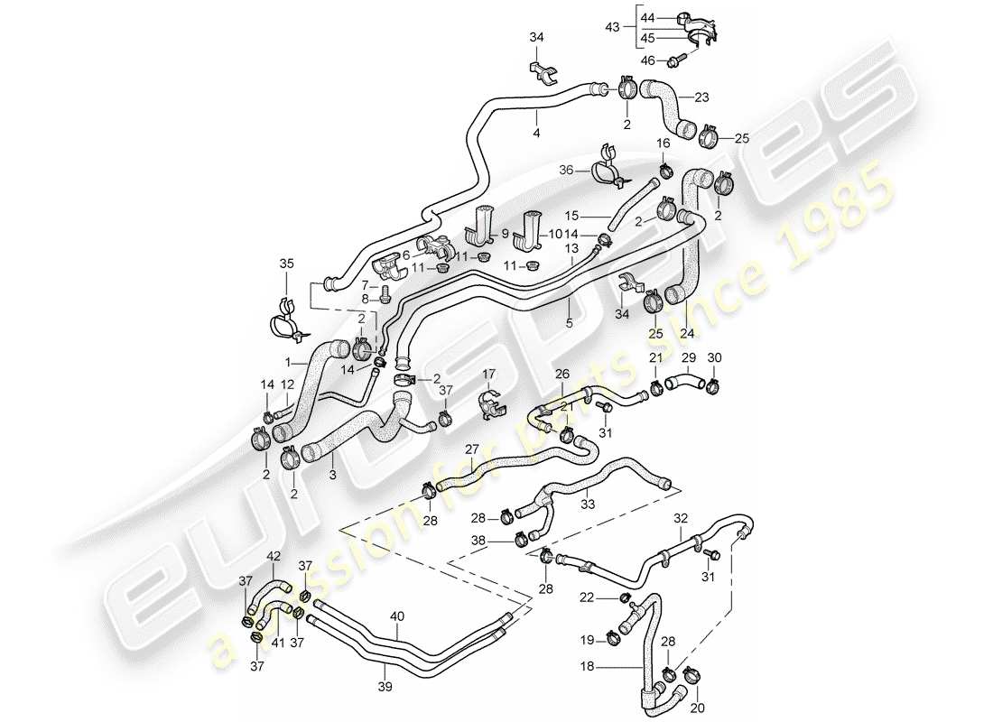porsche 2000 (996) water cooling part diagram