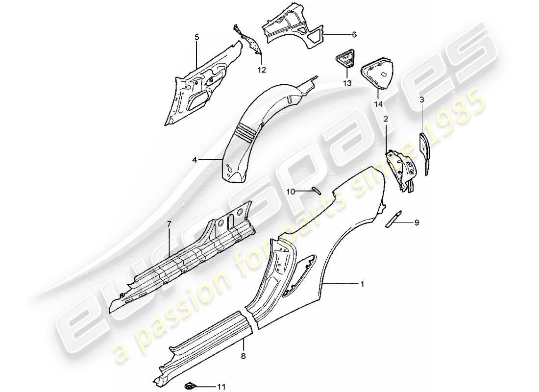 porsche 2008 (987 boxster) side part parts diagram
