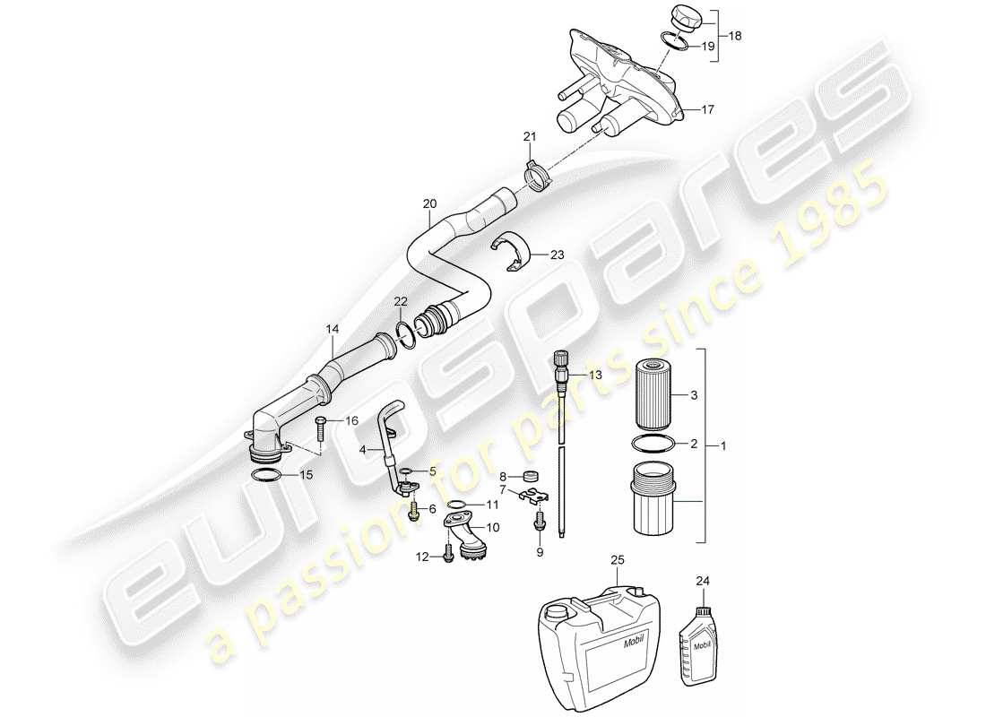 porsche cayman 987 (2007) engine lubrication parts diagram