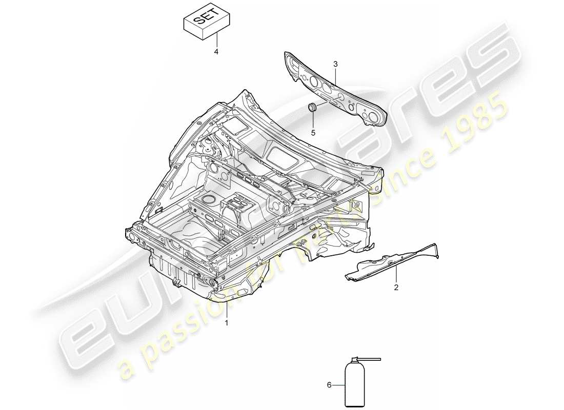 porsche 2009 997-2 turbo / gt2 front end parts diagram