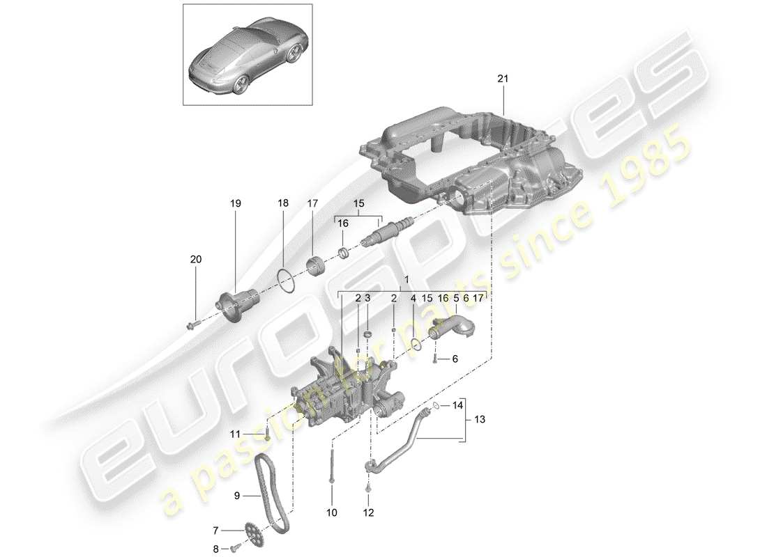 porsche 2016 (991-1) oil pump parts diagram