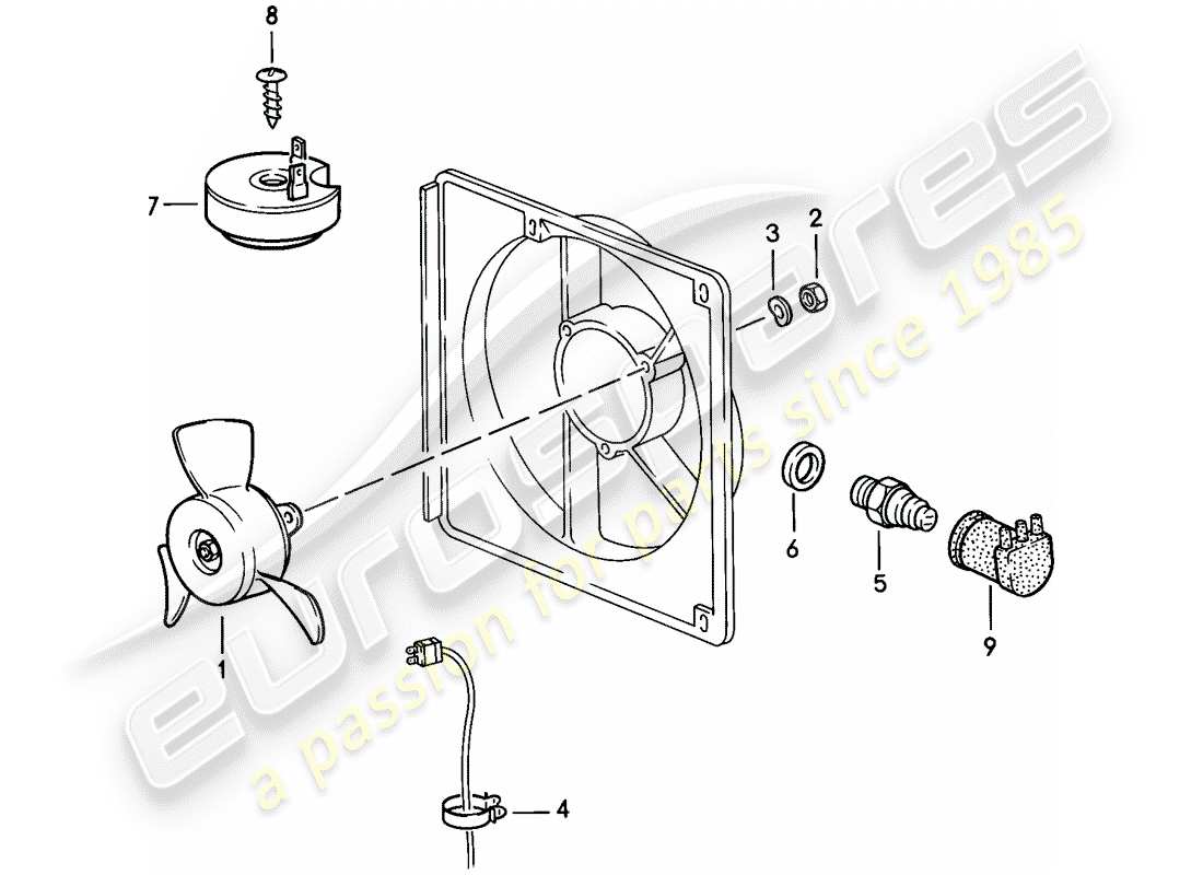 porsche 1984 (944) electric fan parts diagram