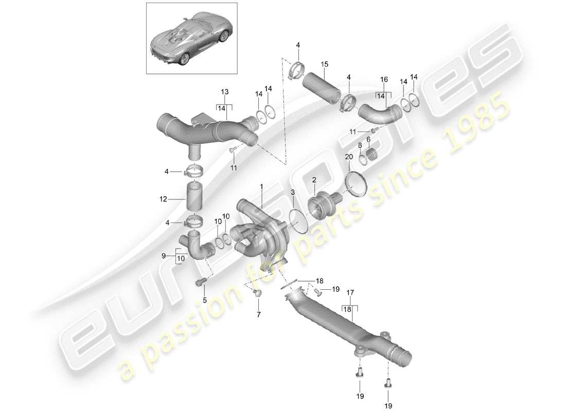 porsche 2015 (918 spyder) water pump parts diagram