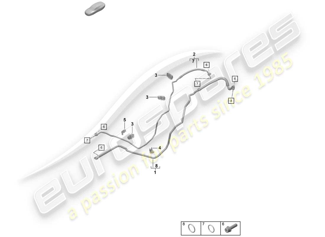 porsche 2019 (718 boxster spyder) air conditioning rear refrigerant line part diagram