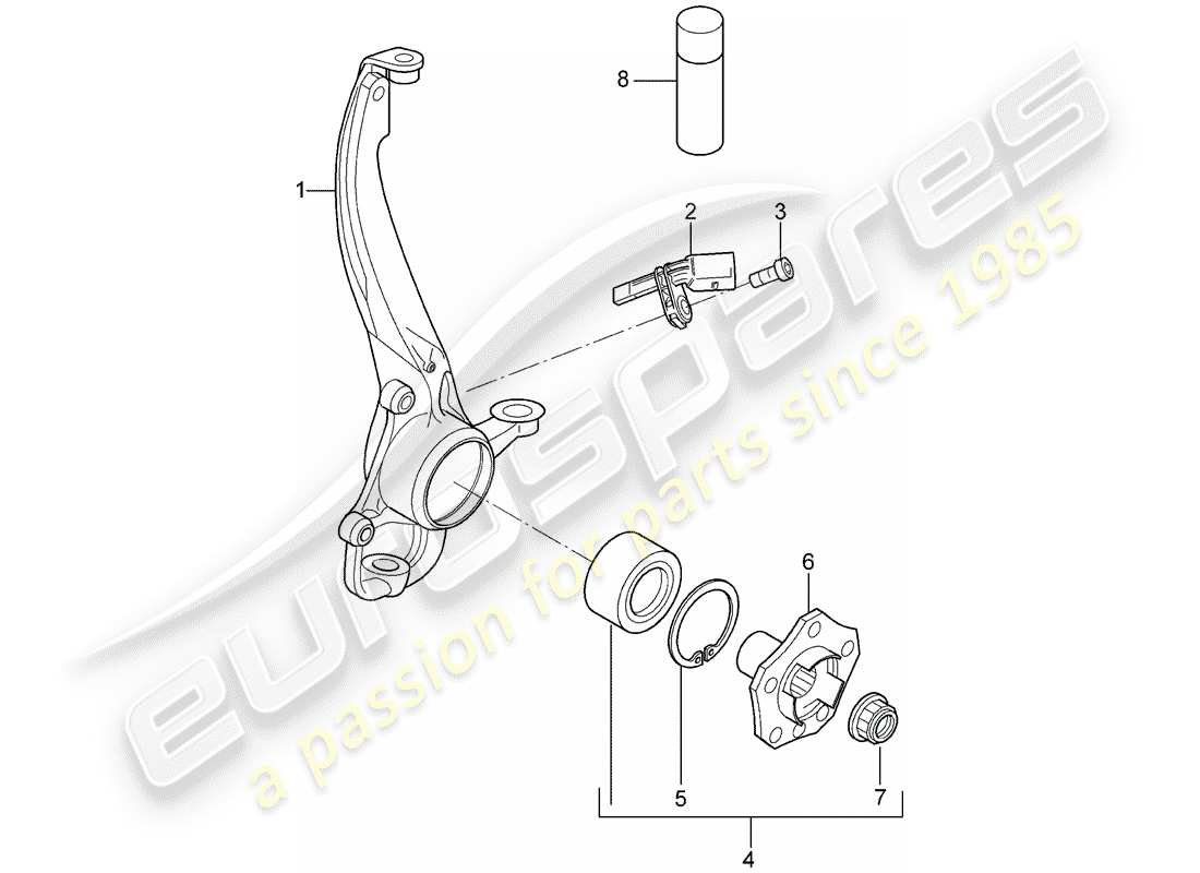porsche 2009 (cayenne e1 9pa) swivel mounting wheel hub parts diagram