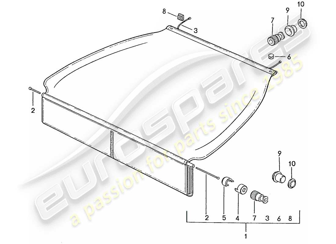 porsche 1988 (928) luggage compartment cover parts diagram