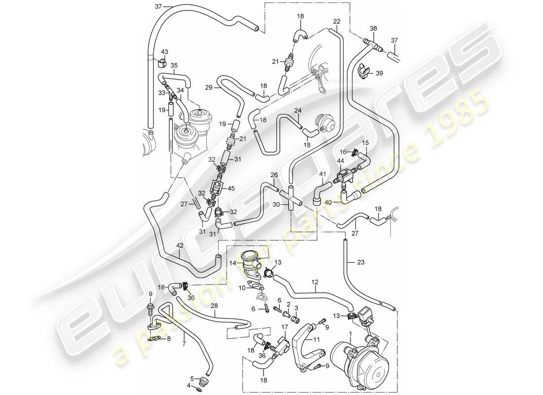 porsche 2001 (996 gt3) air injection part diagram