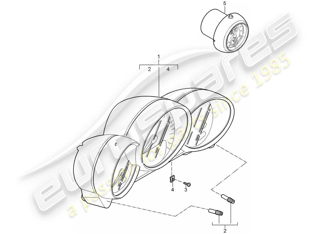 porsche 2006 (987 cayman) combi-instrument stopwatch part diagram