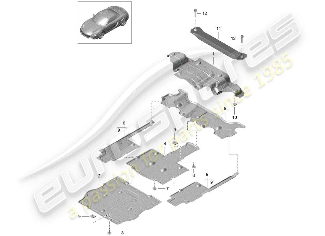 porsche 2013 (981 boxster) trim underbody parts diagram