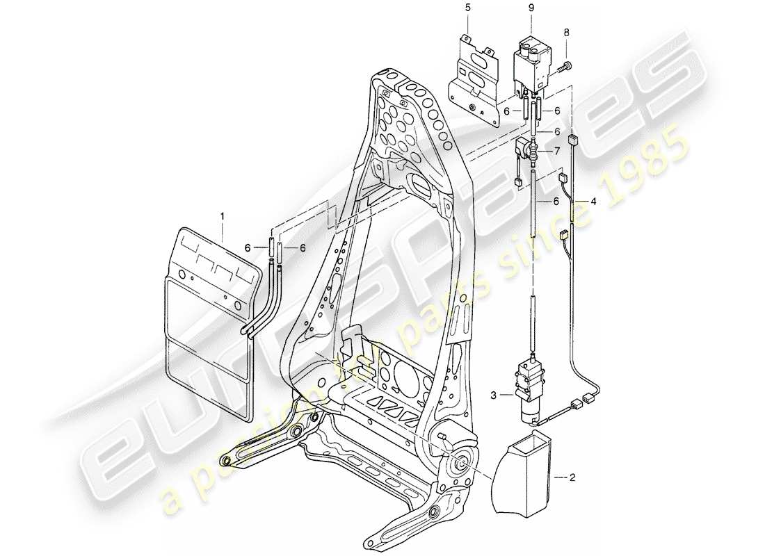 porsche 996 (2001) lumbar support parts diagram