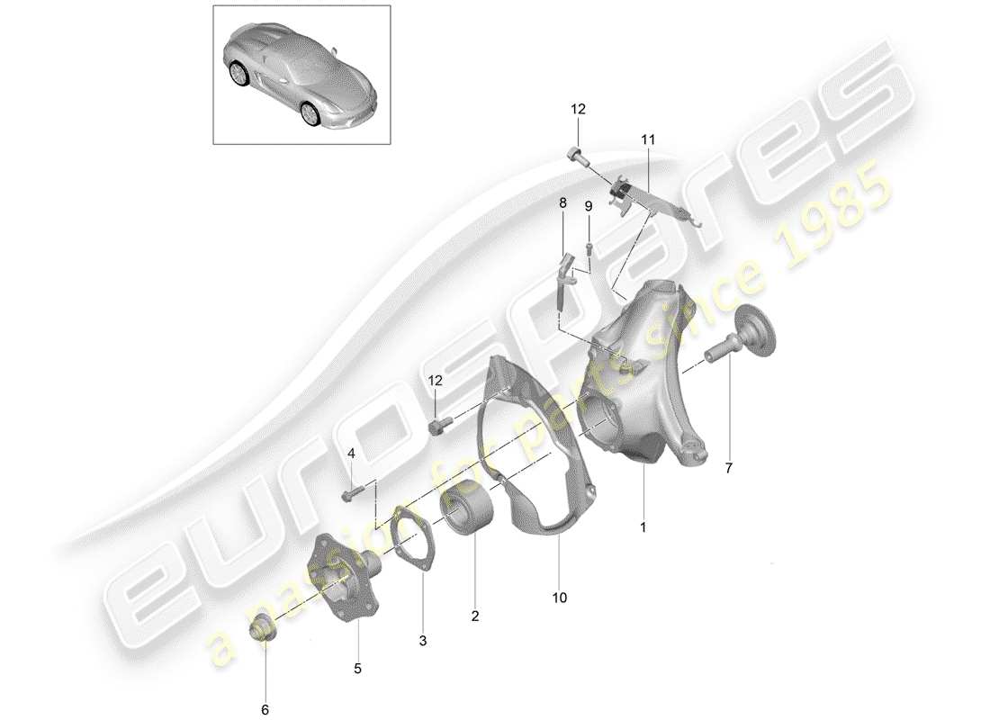 porsche 2016 (981 boxster spyder) wheel carrier wheel hub parts diagram