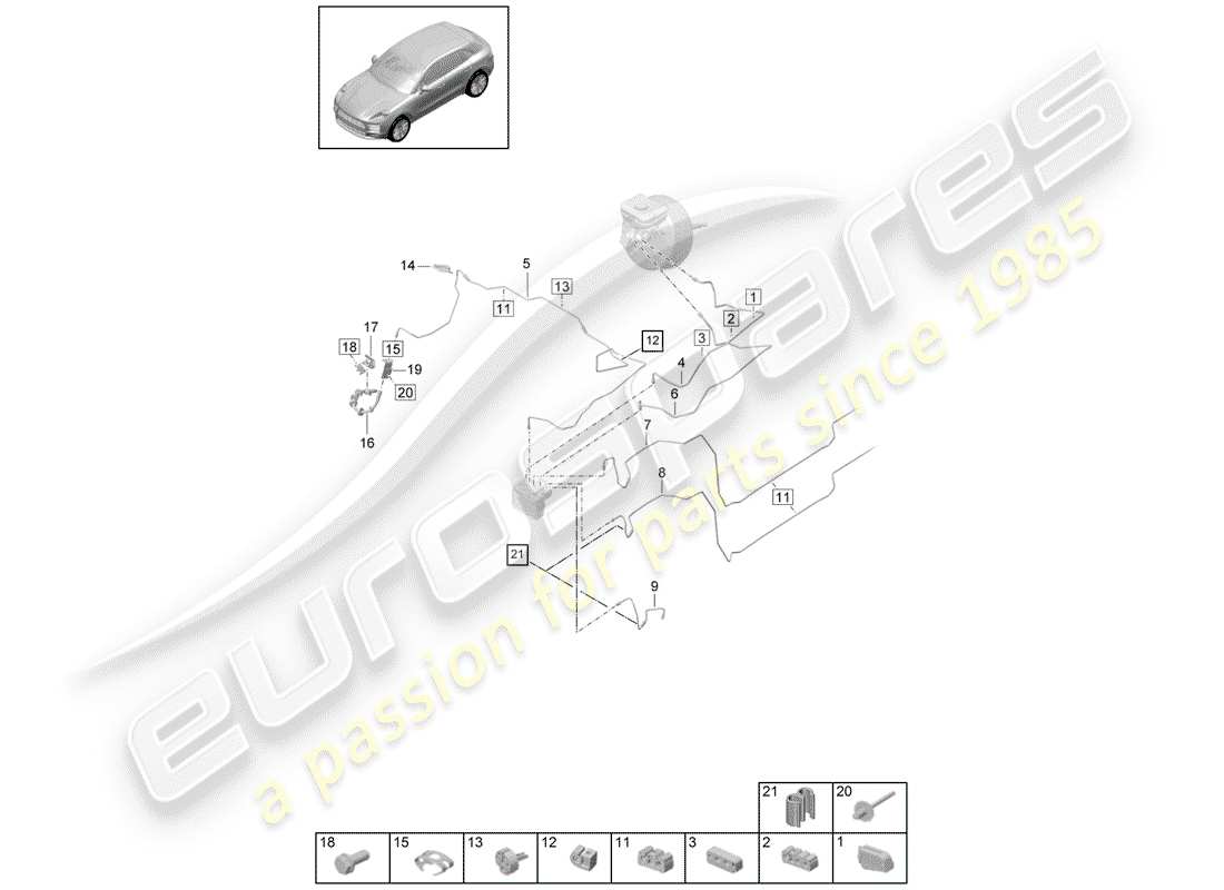 porsche 2019 (macan) brake line front front end part diagram