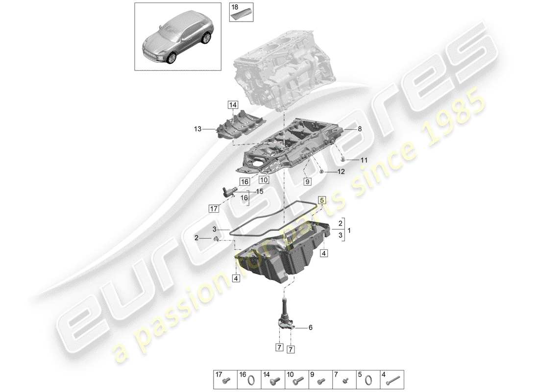 porsche 2019 (macan) oil-conducting housing oil sump part diagram