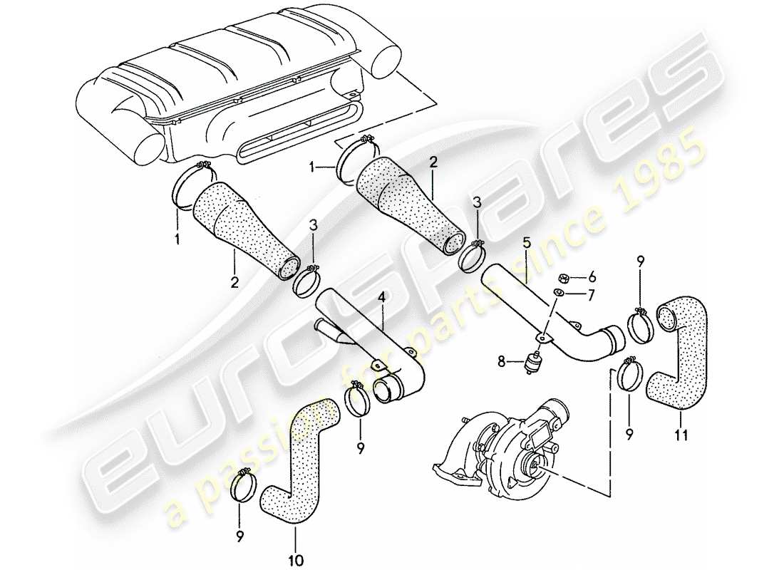 porsche 1988 (959) intake system 2 parts diagram