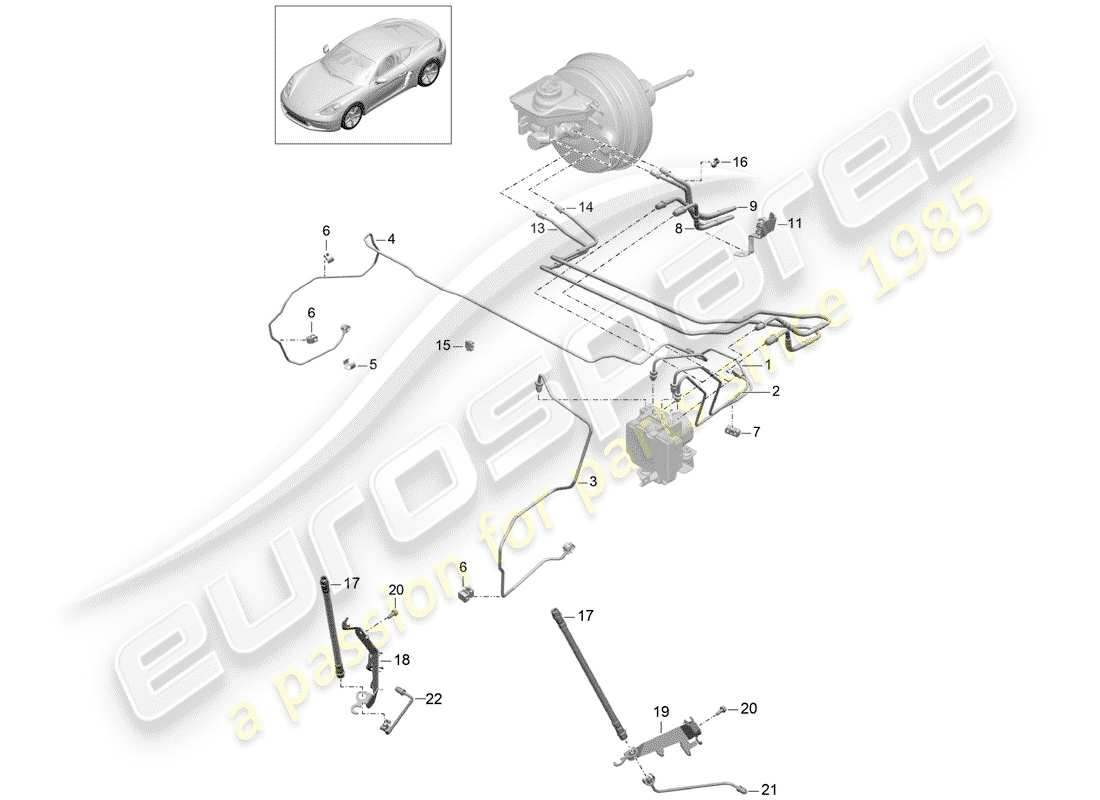 porsche 2017 (718 cayman) brake line front front end part diagram