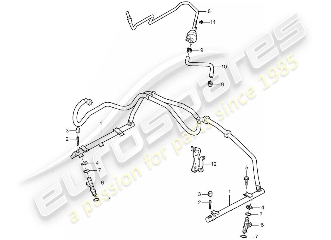 porsche 2008 (987 boxster) fuel collection pipe parts diagram