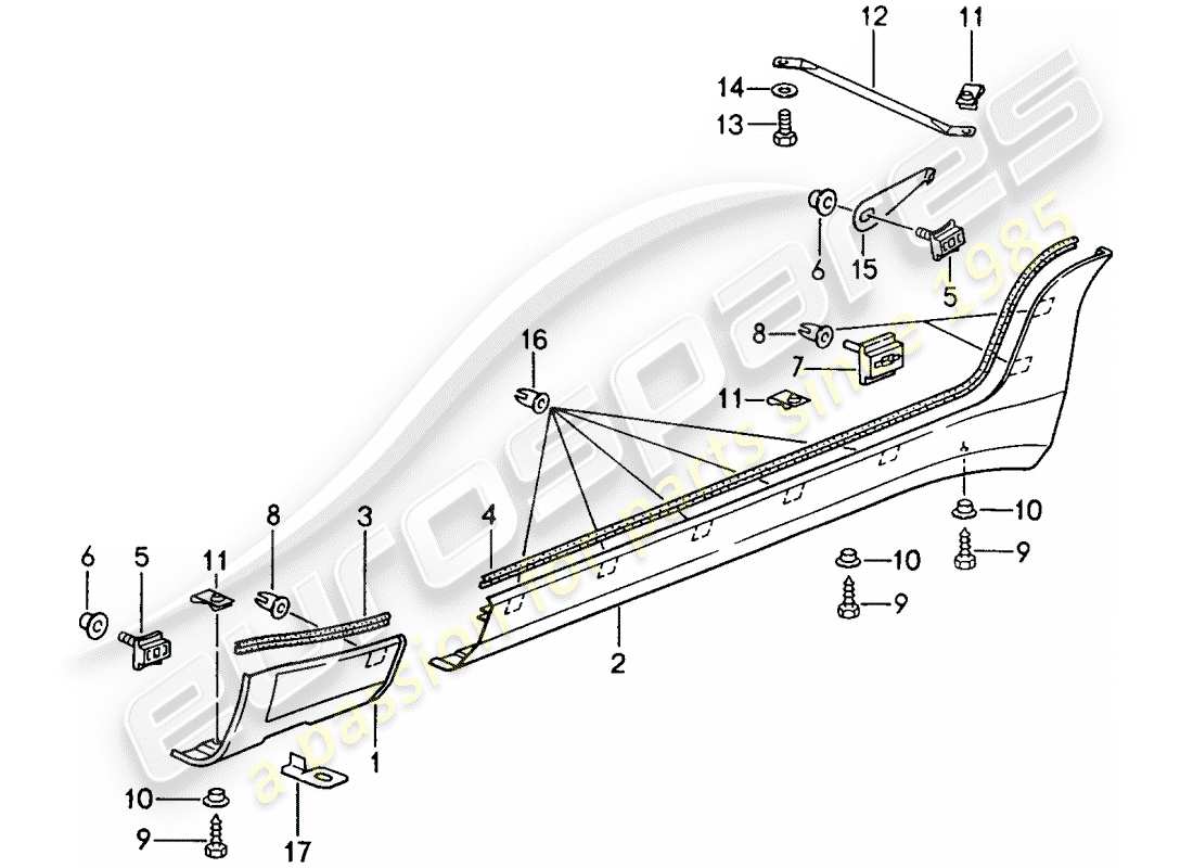 porsche 1995 (968) side member trim part diagram