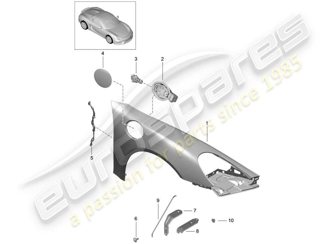 porsche 2016 (981 boxster spyder) wing parts diagram