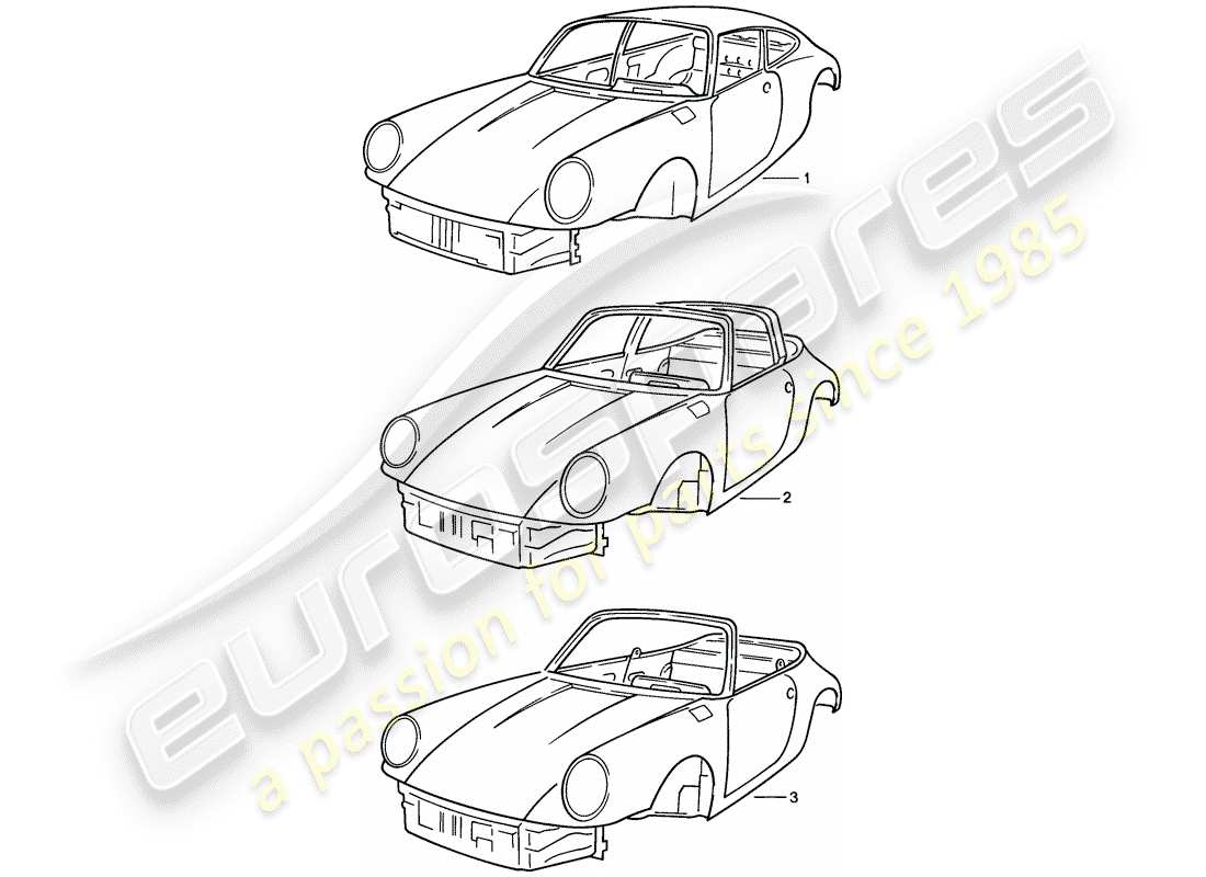 porsche 1985 (911) car body part diagram