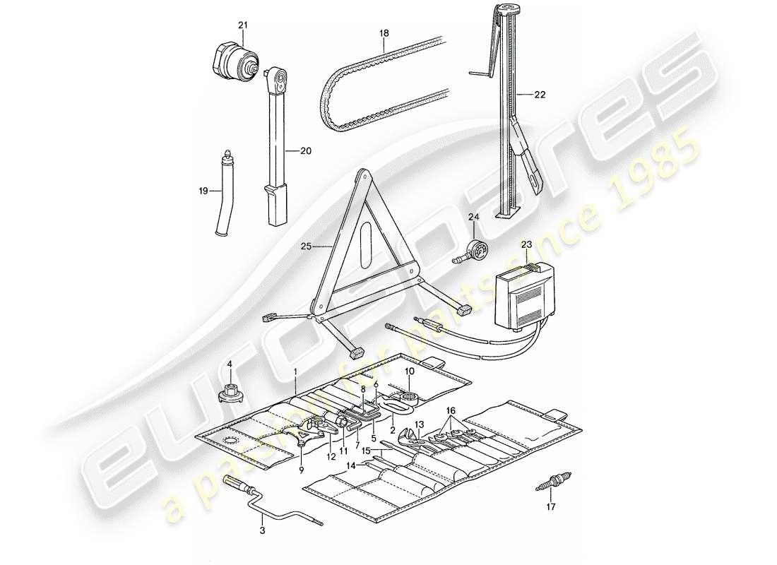 porsche 1987 (959) tool - jack parts diagram