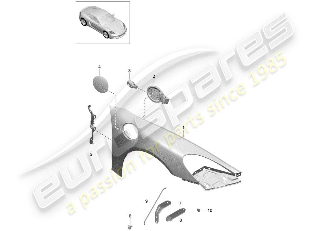 porsche 2020 (718 cayman) wing part diagram