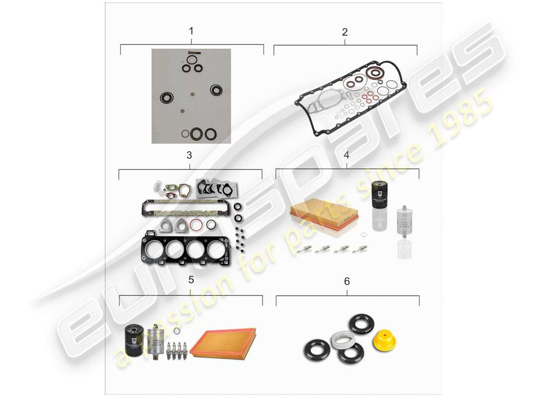 porsche 1983 (944) maintenance set - gasket set - repair kit parts diagram