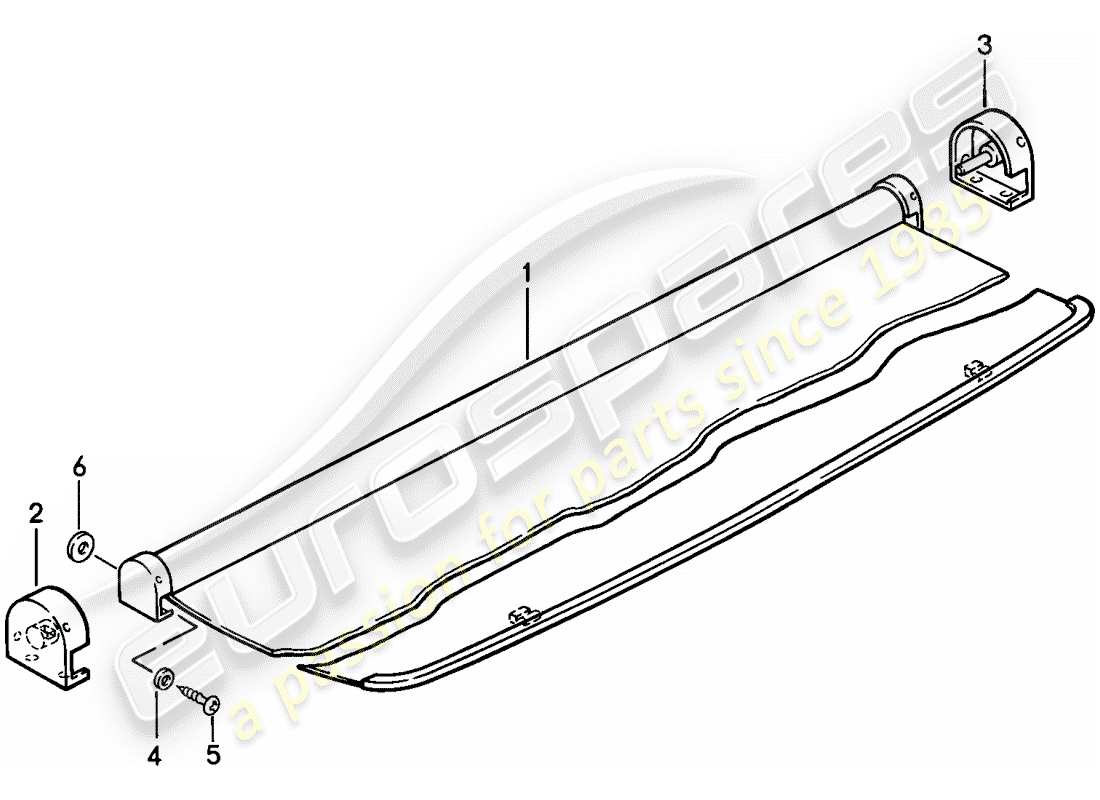 porsche 1983 (944) luggage compartment cover parts diagram