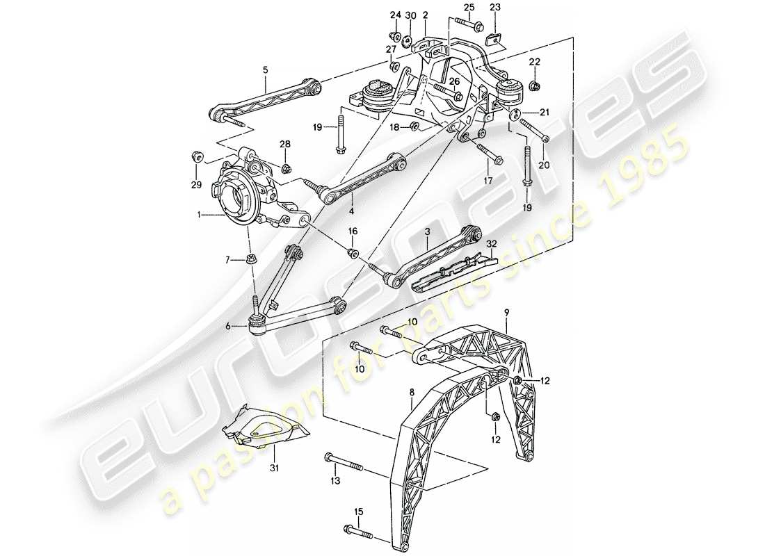 porsche 1994 (993) rear axle parts diagram