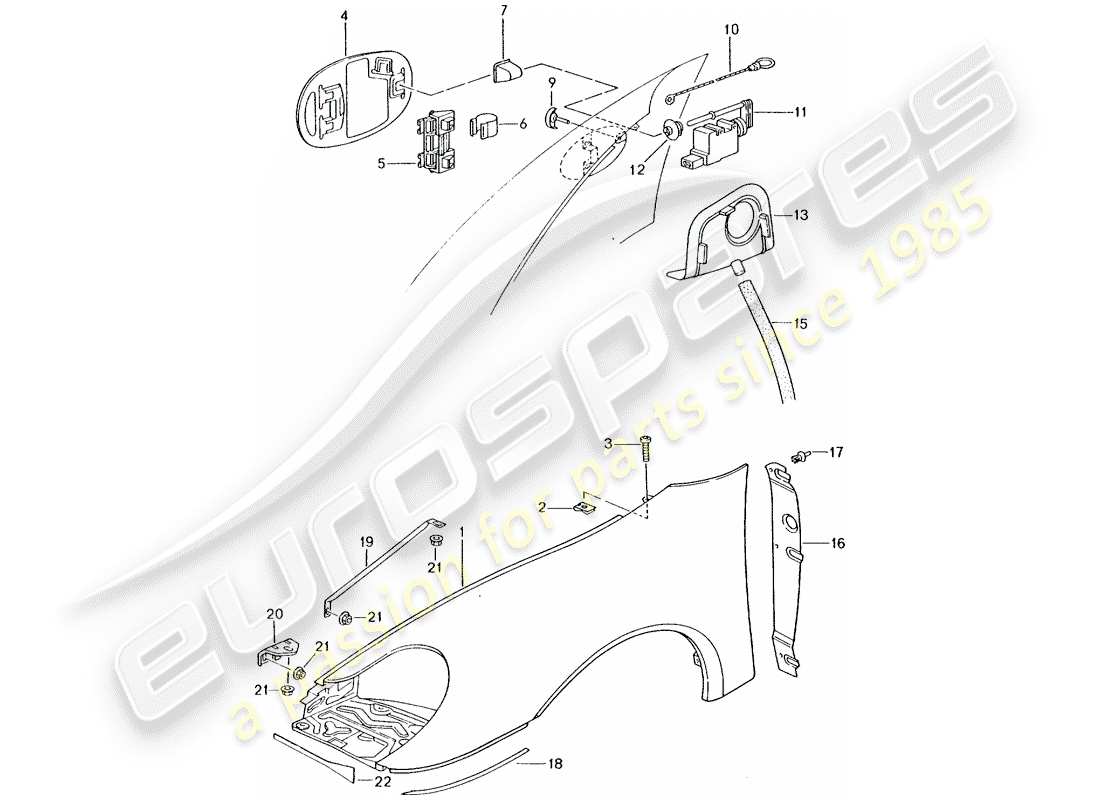 porsche 2001 (996 turbo / gt2) fender part diagram