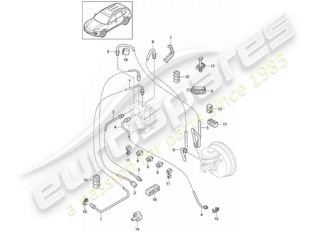 porsche 2012 (cayenne e2 92a) brake line front end part diagram