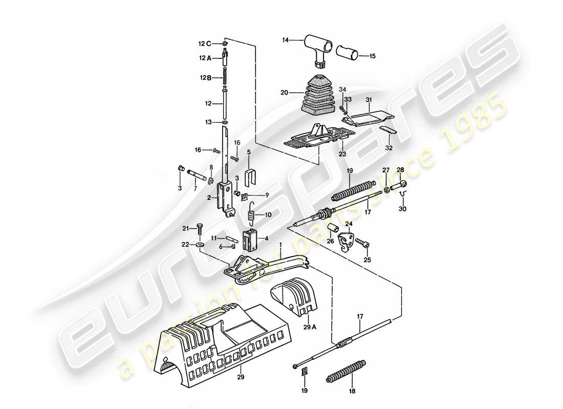 porsche 1995 (928) shift mechanism - for vehicles with - automatic transmission parts diagram