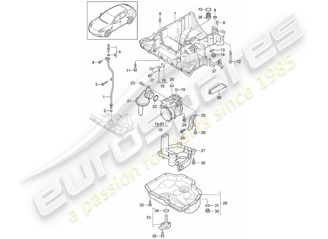 porsche 2010 (panamera 970) oil-conducting housing oil pump vacuum pump oil sump part diagram