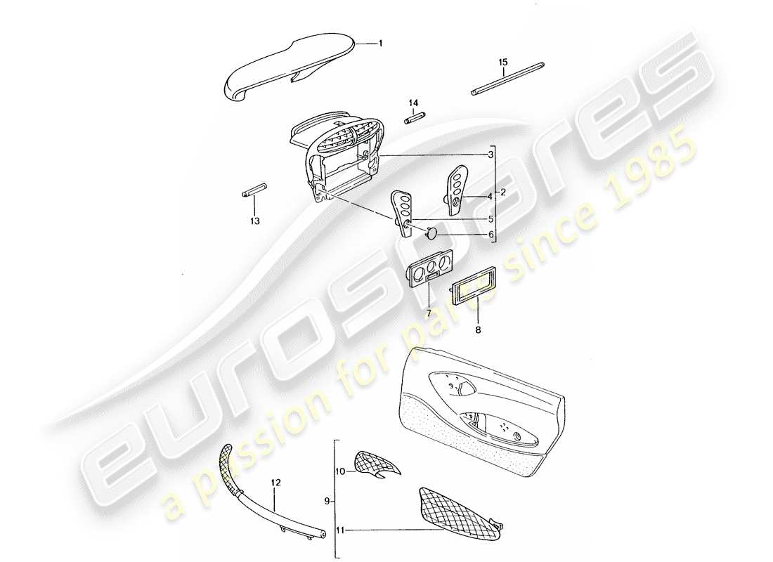 porsche 1997 (tequipment) instrument box parts diagram