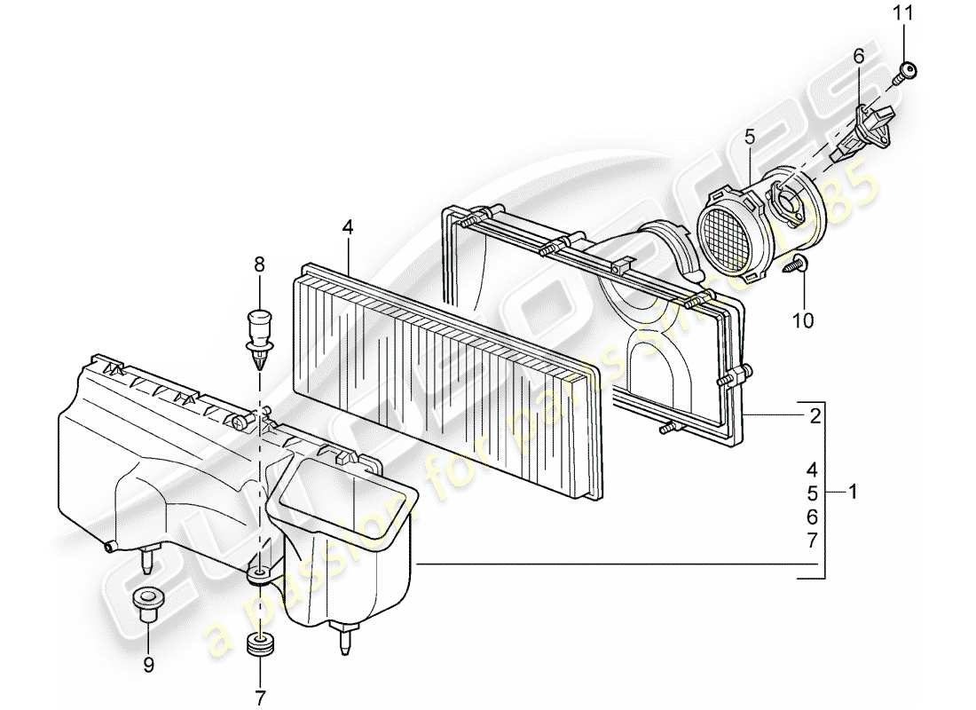 porsche 997 gt3 (2009) air cleaner parts diagram