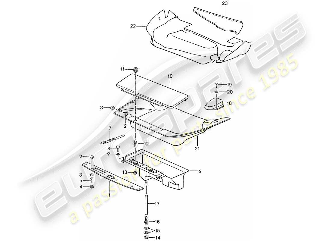 porsche 1987 (959) lining - front luggage compartment parts diagram