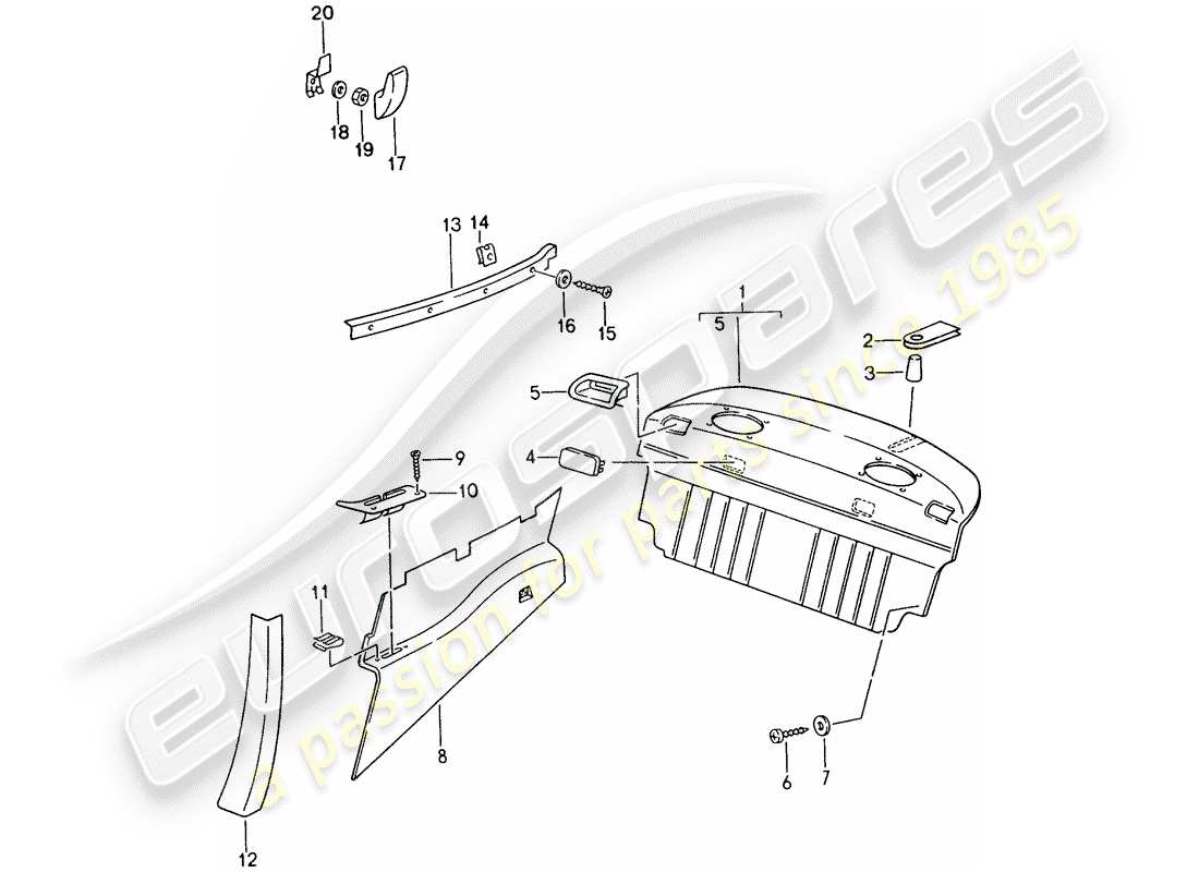 porsche 1995 (993) interior equipment part diagram