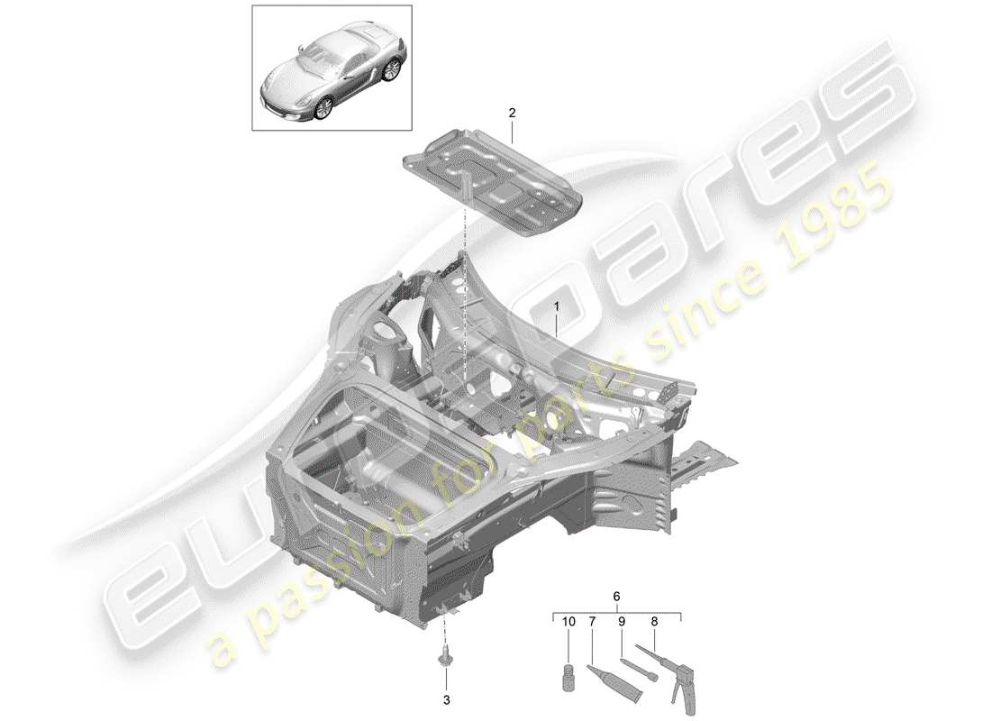 porsche 2014 (981 boxster) front end (complete) parts diagram