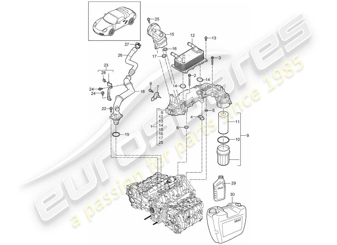 porsche 2010 (987 boxster) engine (oil press./lubrica.) parts diagram