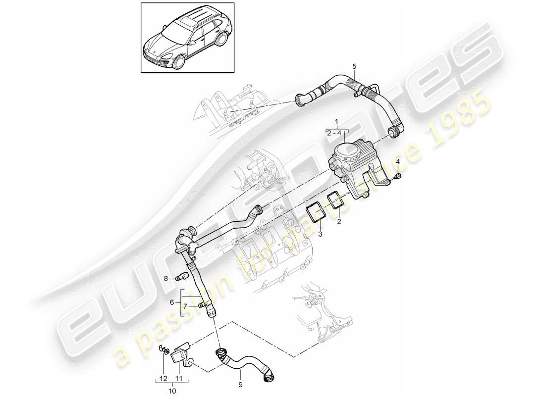 porsche 2015 (cayenne e2 92a) crankcase housing ventilation part diagram