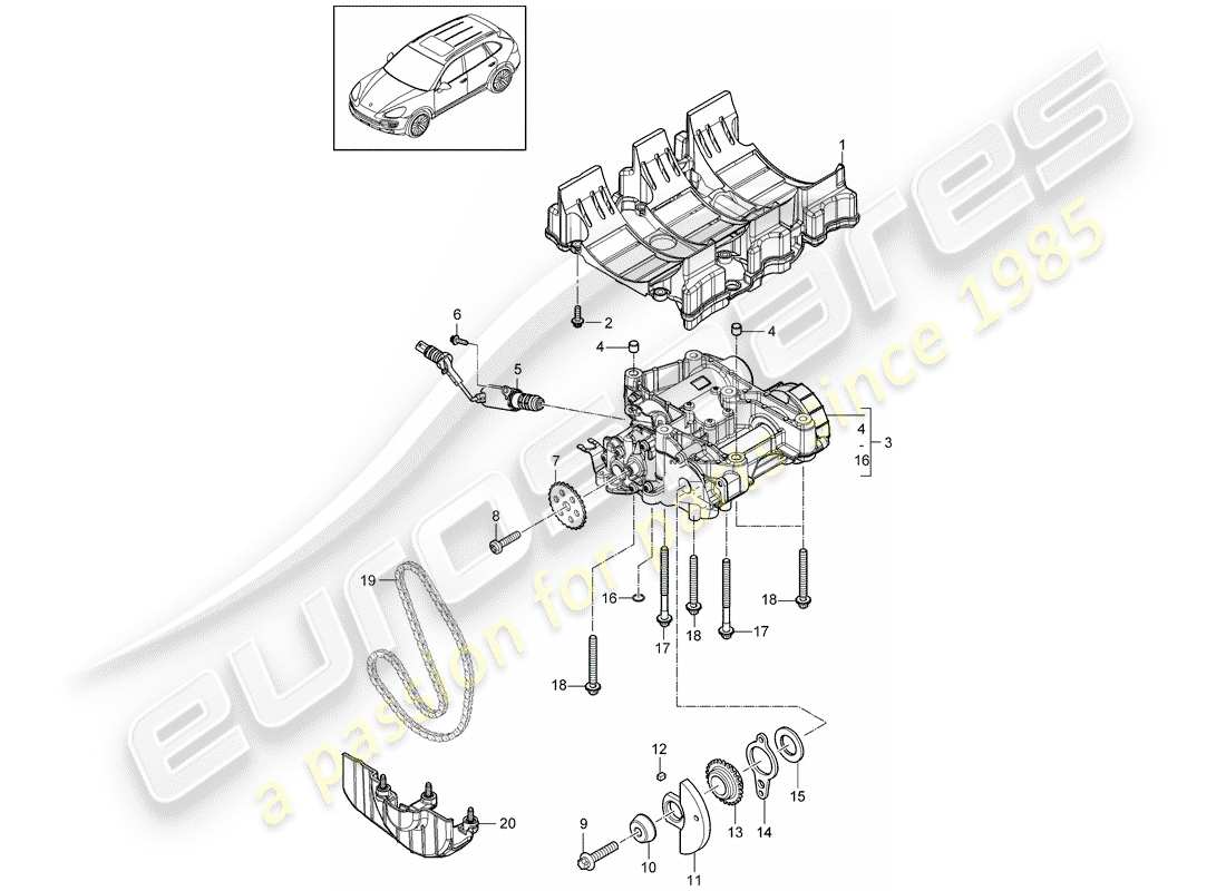 porsche 2018 (cayenne e2 92a) oil baffle plate oil pump part diagram