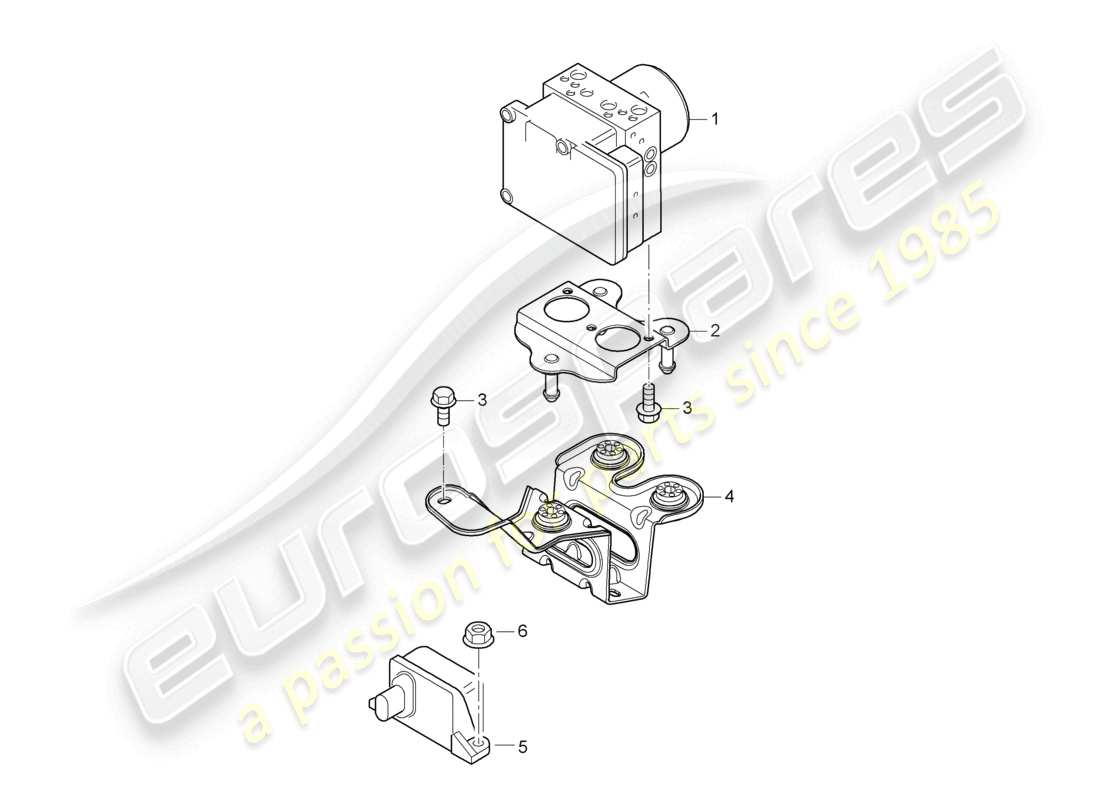 porsche 2010 (cayenne e1 9pa) hydraulic unit anti-locking brake syst. -abs- parts diagram